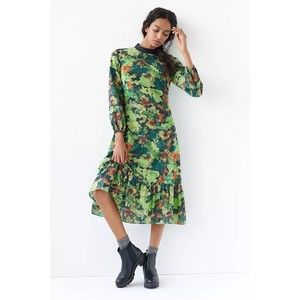 Samant Chauhan Anthropologie NEW Raquela Long Sleeve Floral Midi Dress Petite MP